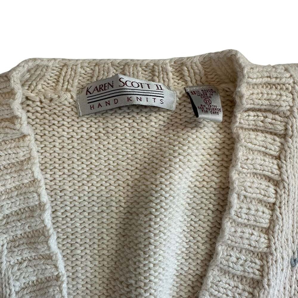 Karen Scott II Hand Knits Vintage Floral Cable Knit Button-Front Cardigan - Picture 2 of 11